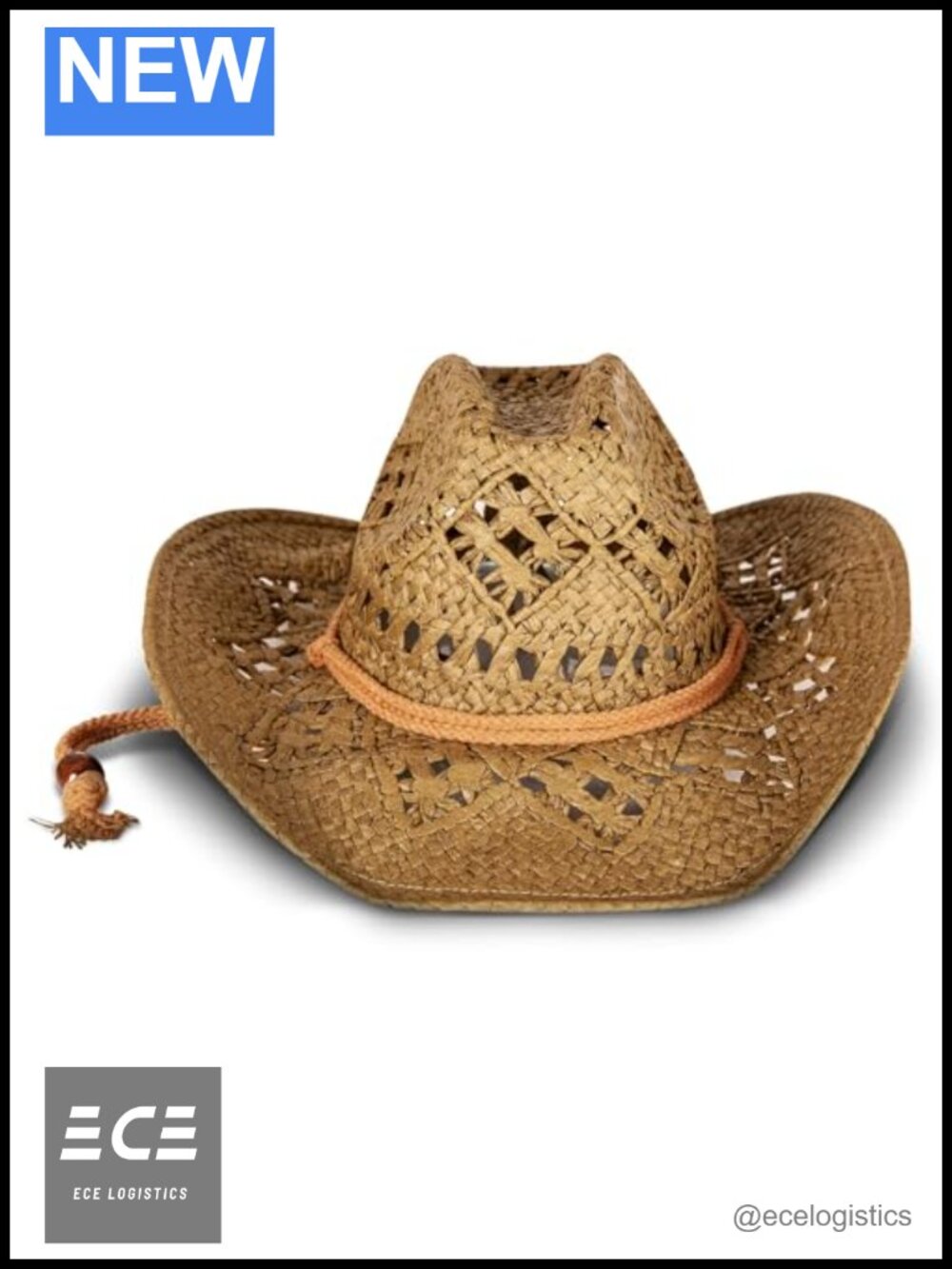 Woven Straw Cowboy Hat Wide Brim Sun Protection Adjustable Western
